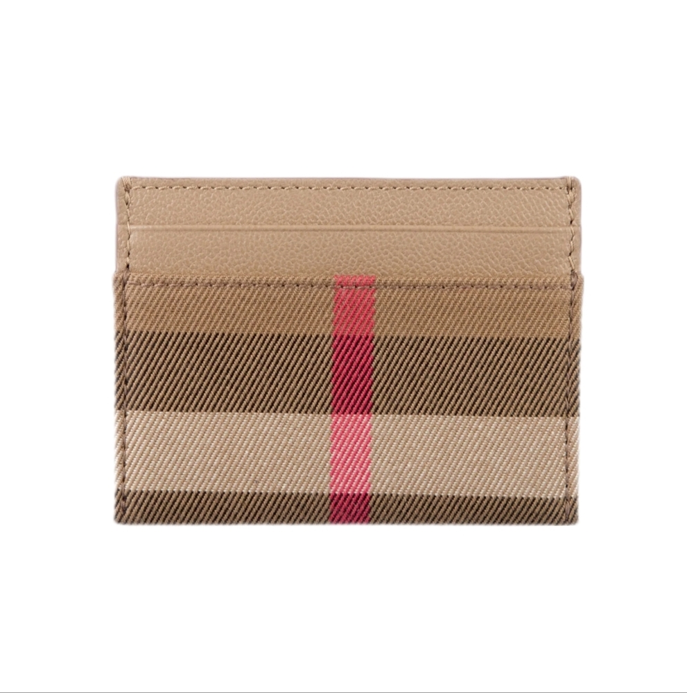 Burberry Checkered Brown and Red Card Holder